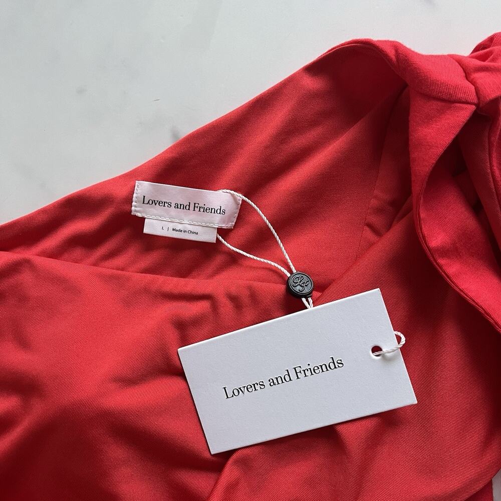 NWT Lovers and Friends Ken Dress Poppy Red Size Large Halter Fit & Flare - Picture 3 of 10